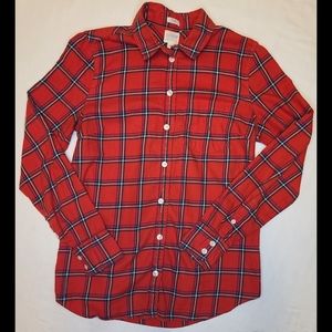 Womens J. Crew Red Plaid Button Down Longsleeve XS